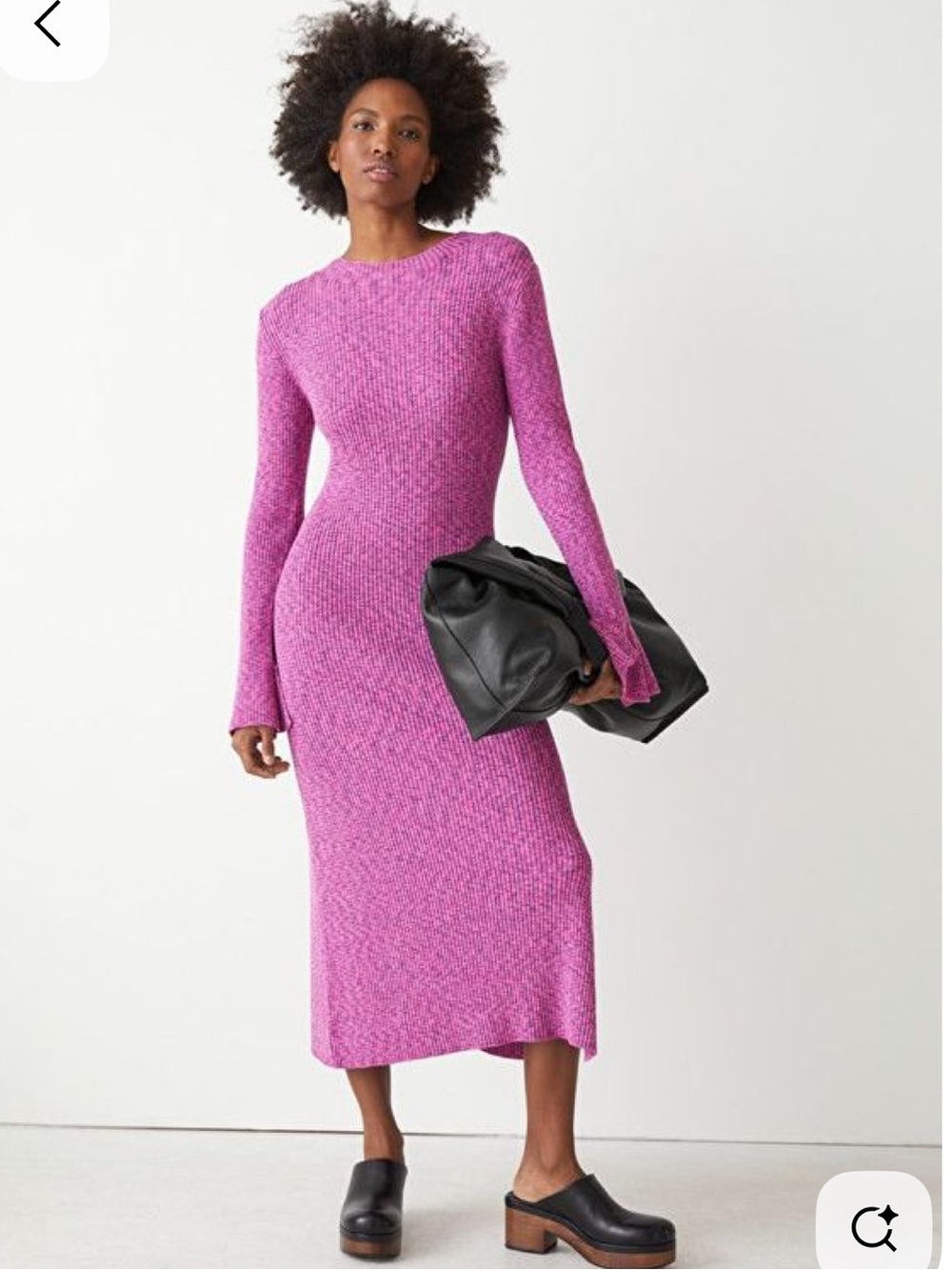 & Other Stories Pink flared cuff Knit Midi Dress